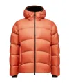 Moncler Fulcran Hooded Short Down Jacket In Orange
