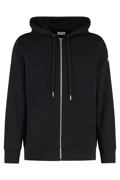 Moncler Zip-up Hoodie With Hood And Pockets In Black
