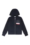 Moncler Full Zip Hoodie In Blue