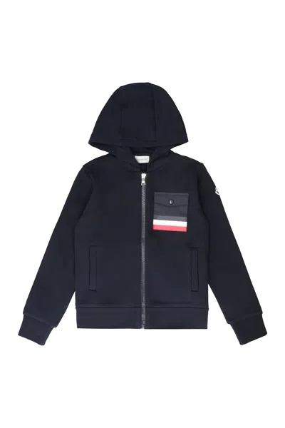 Moncler Kids' Full Zip Hoodie In Blue