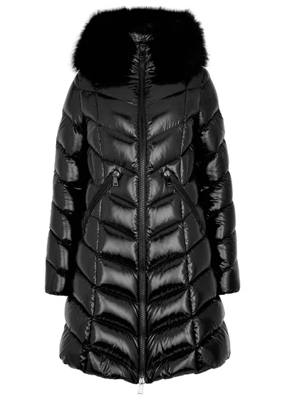 Moncler Fulmarre Faux Fur-trimmed Quilted Shell Coat In Black