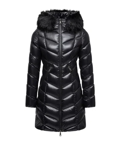 Moncler Fulmarus Faux Fur-trimmed Hooded Long Down Jacket In Black