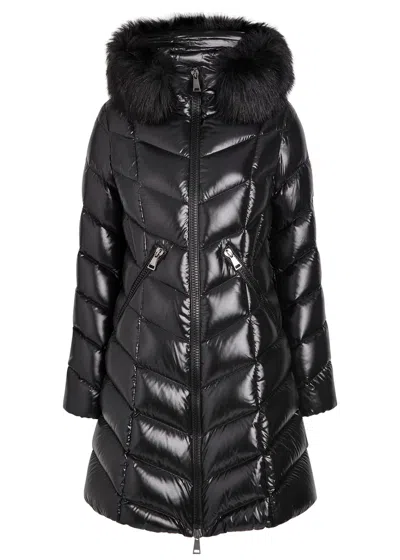 Moncler Fulmarus Quilted Glossed Shell Coat In Black