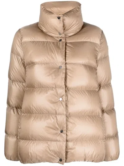 Moncler Funnel-neck Padded Puffer Jacket In Beige