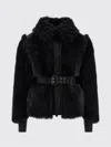 Moncler Valdivian Shearling Belted-waist Faux-fur Jacket In Multi