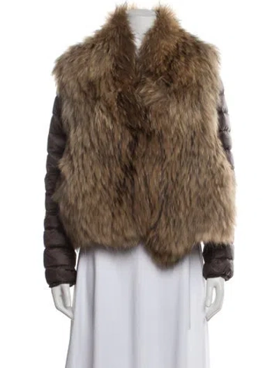 Pre-owned Moncler Fur Down Jacket In Brown