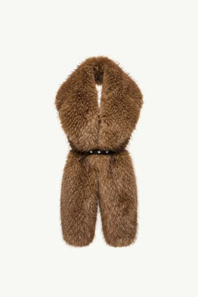 Moncler Fur Stole Scarf In Brown