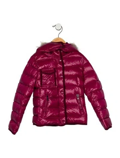 Pre-owned Moncler Babies' Fur Trim Down Winter Coat In Pink