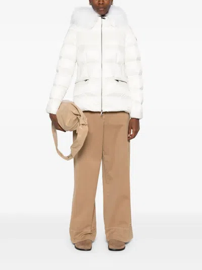 Moncler Fur-trimmed Hooded Jacket In White