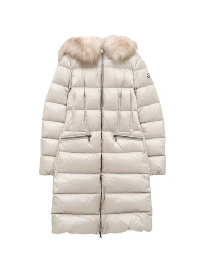Moncler Fur-trim Quilted Coat In Pink