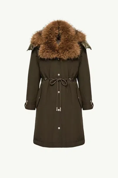 Moncler Fur-trimmed Parka In Olive
