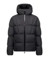 Moncler Doudoune Courte À Capuche Fusain In Black