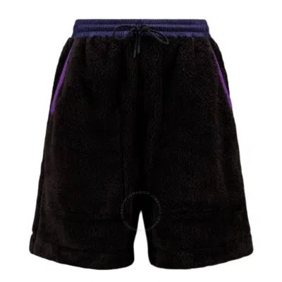Moncler Fuzzy Fleece Weave Track Shorts In Black