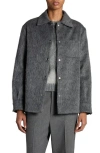 Moncler Fuzzy Shirt Jacket In Intense Gray Melange