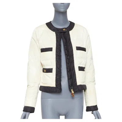 Pre-owned Moncler G32-003 Piumino Nuovo Daphne Cream Black 4 Pocket Padded Jacket Us2 S In White