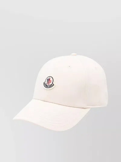 Moncler Gabardine Baseball Cap Logo Patch In White