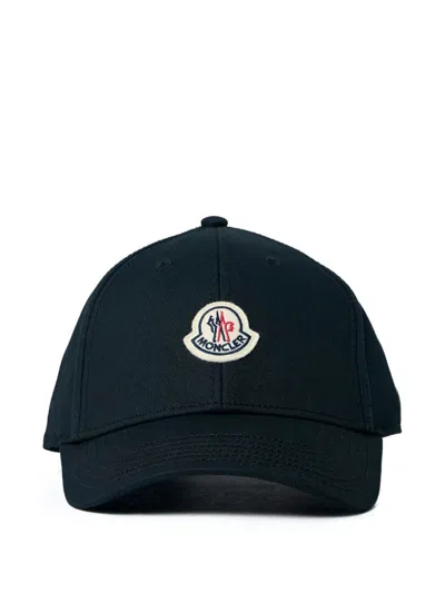 Moncler Gabardine Baseball Cap With Logo Patch Accessories In Black