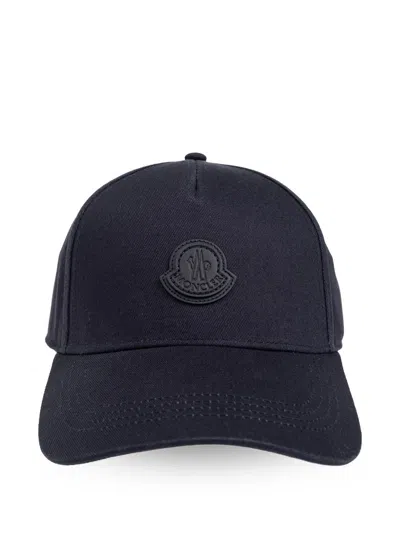 Moncler Gabardine Cotton Baseball Cap In Blue