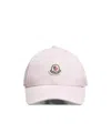 Moncler Gabardine Baseball Cap With Logo Patch In Pink