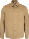 Moncler Beige Cotton Gabardine Overshirt In Brown