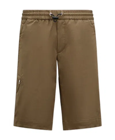 Moncler Gabardine Shorts In Brown