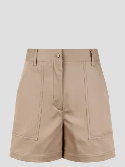 Moncler Gabardine Shorts In Light Brown