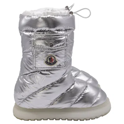 Moncler Gaia Padded Snow Mid-calf Boots In Metallic Silver Polyamide
