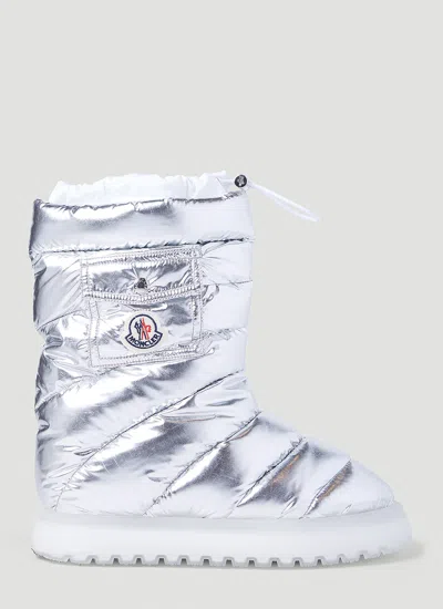 Moncler Gaia Pocket Mid Snow Boots In Silver