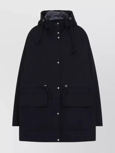 Moncler Gaillon Drawstring Hood Cotton Jacket In Navy