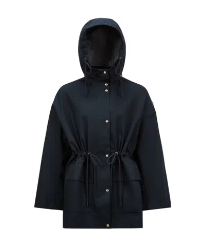 Moncler Gaillon Hooded Cotton Parka In Navy