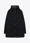 Moncler Gaillon Drawstring Hood Cotton Jacket In Blue