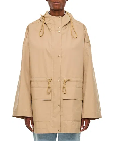 Moncler Gaillon Hooded Parka In Cotton In Neutral