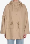 Moncler Cotton Blend Gaillon Parka With Drawstring Waist In Neutral