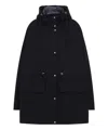 Moncler Gaillon Drawstring Hood Cotton Jacket In Blue