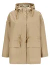 Moncler Gaillon Hooded Cotton Parka Beige