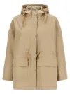 Moncler Gaillon Hooded Cotton Parka Beige In Beige