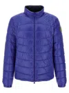 Moncler Padded Jacket With Elastic Cuffs And High Collar In Blue