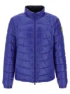 Moncler Padded Jacket With Elastic Cuffs And High Collar In Blue
