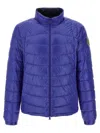 Moncler Padded Jacket With Elastic Cuffs And High Collar In Blue