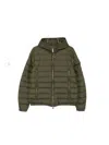 Moncler Down Jacket With Quilted Design And Hood In Green