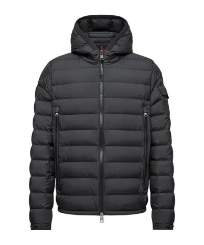 Moncler Galion Hooded Short Down Jacket In Black