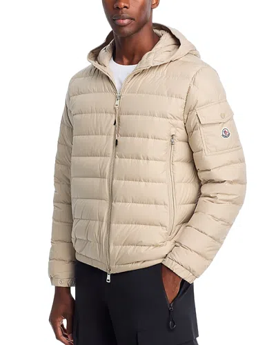 Moncler Galion Quilted Shell Hooded Down Jacket In Neutrals