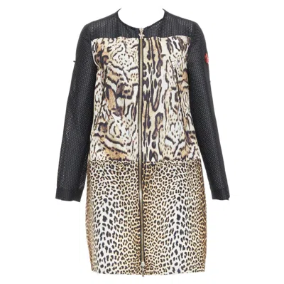 Pre-owned Moncler Gamme Rouge Runway Brown Black Leopard Print Mesh Long Coat Sz0