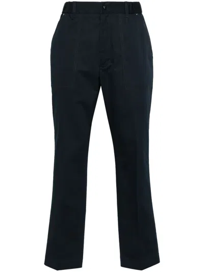 Moncler Blue Garbardine Weave Straight Trousers In Blau