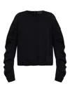 Moncler Sweatshirt Plissettati And Snort Sleeves In Black