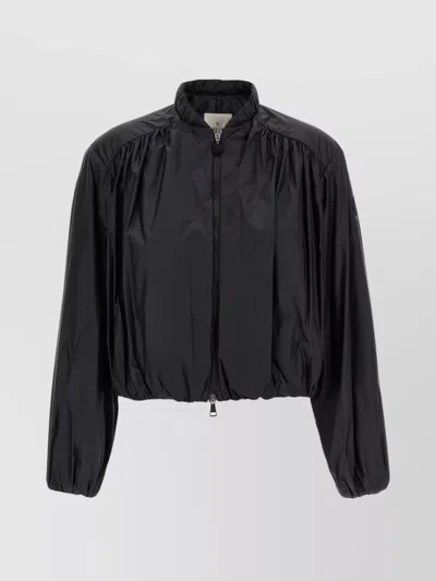 Moncler Gathered High Collar Elastic Cuffs Jacket In Black