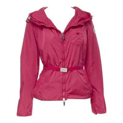 Pre-owned Moncler Gazon Giubbotto Pink Back Ruffles Belted Waist Windbreaker Jacket Sz 2 M