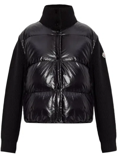 Moncler Padded Cardigan In Black