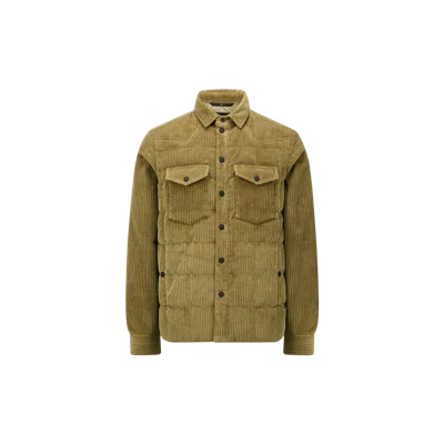 Moncler Gelt Corduroy Down Shirt Jacket Beige In Brown
