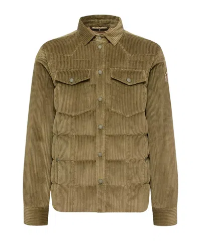 Moncler Gelt Corduroy Down Shirt Jacket In Brown